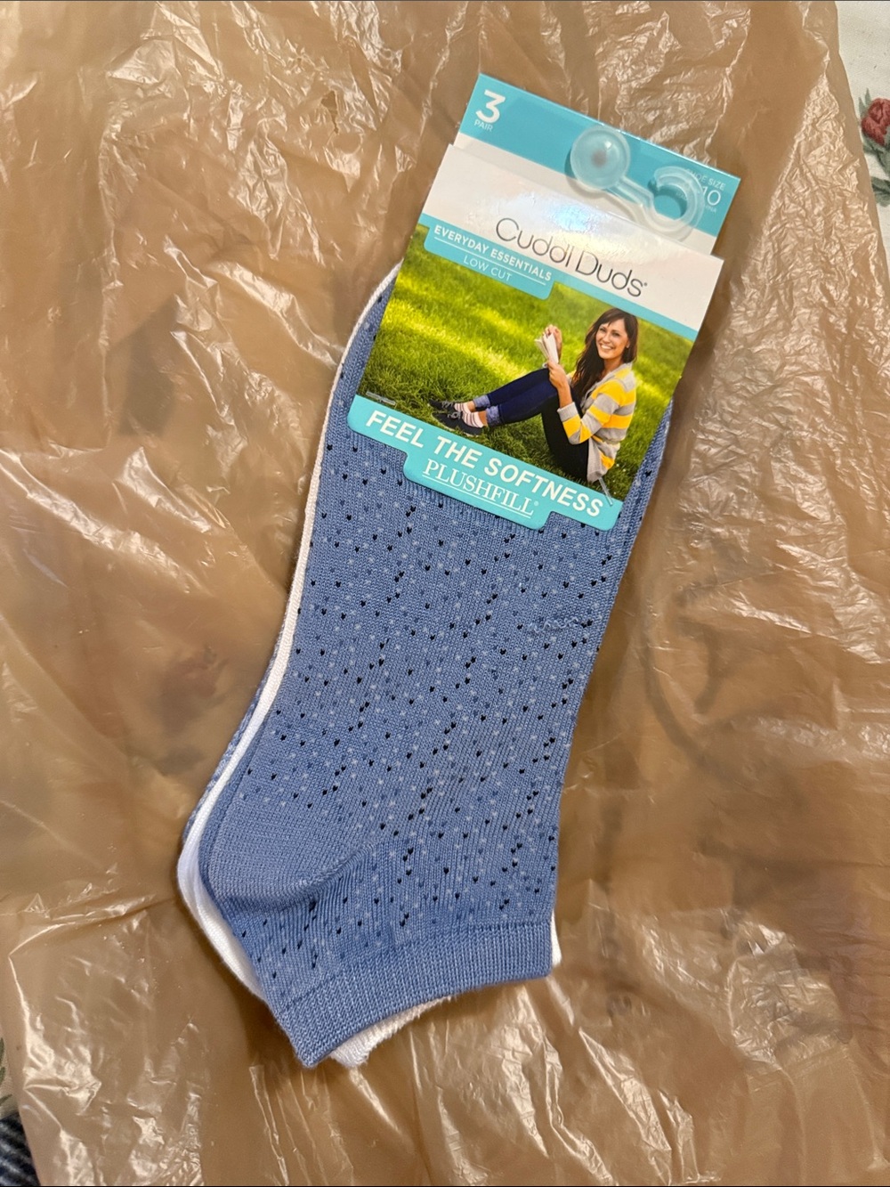 Cuddl Duds Light Blue Plushfill No-Show Socks - 3 Pack